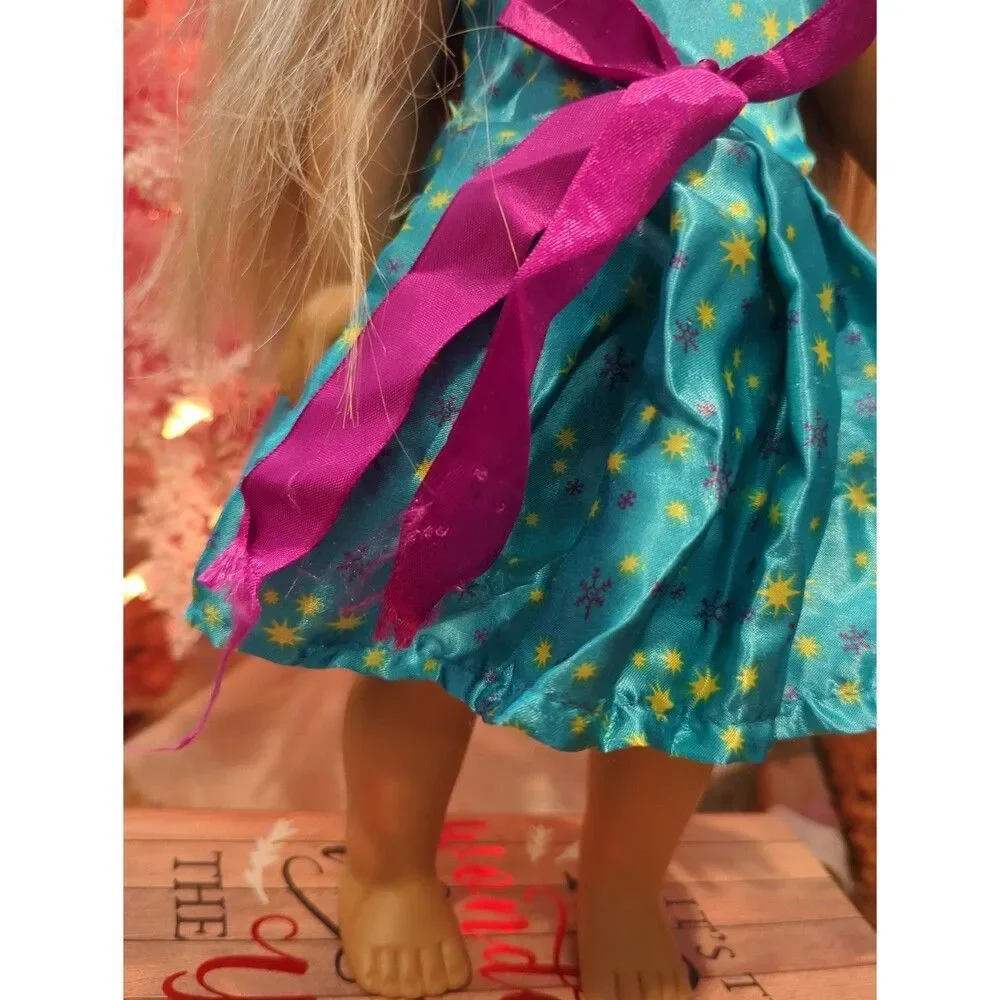 18-In Doll sized dress turquoise purple